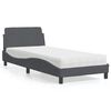 vidaXL Bed with Mattress "Dover" Dark Grey Single Velvet