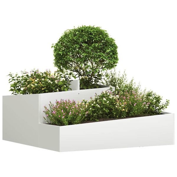 vidaXL Garden Planter White 100 x 100 x 50 cm Cold-rolled Steel