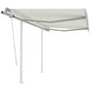 vidaXL Manual Retractable Awning with Posts 3x2,5 m Cream (313189+46833+315093)