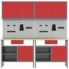 vidaXL Work Bench Set with Drawer 8 pcs Red 200 x 55 x 200 cm Steel