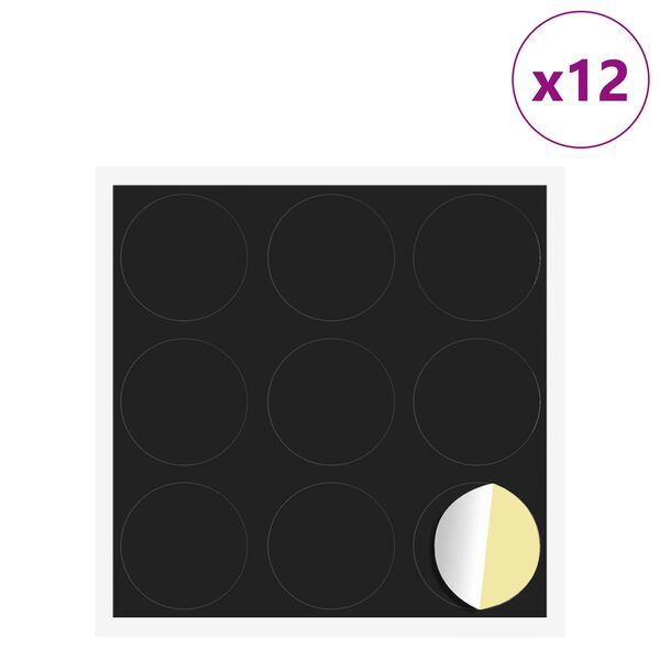 vidaXL Self-adhesive Screw Cover 12 pcs Black &Oslash; 20 x 0.5 mm