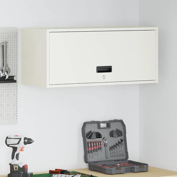 vidaXL Wall Cabinet for Garage with Gas-lift Door White