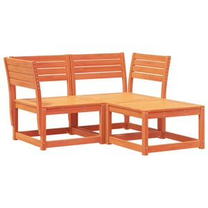 vidaXL 3 Piece Garden Sofa Set Wax Brown Solid Wood Pine