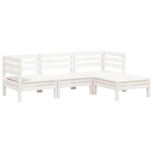 vidaXL Garden Sofa 3-Seater with Footstool White Solid Wood Pine