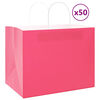 vidaXL Paper Bags 50 pcs with Handles Pink 32x22x24 cm
