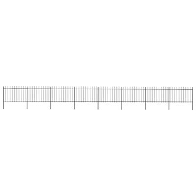 vidaXL Garden Fence with Spear Top Steel 13.6x1.2 m Black