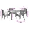 vidaXL 5 Piece Garden Dining Set with Cushions Grey Poly Rattan