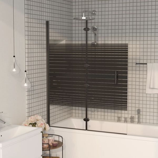 vidaXL Folding Shower Enclosure ESG 120x140 cm Black
