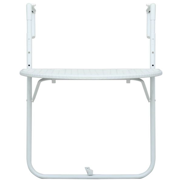 vidaXL Hanging Balcony Table White 60x64x83.5 cm Plastic Rattan Look