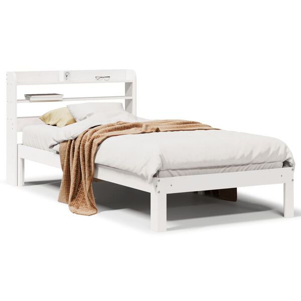 vidaXL Bed Frame with Headboard without Mattress White 90x190 cm Single