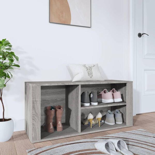 vidaXL Shoe Cabinet Grey Sonoma 100x35x45 cm Engineered Wood