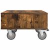 vidaXL Side Table with Wheels Smoked Oak 50.5 x 50 x 30 cm