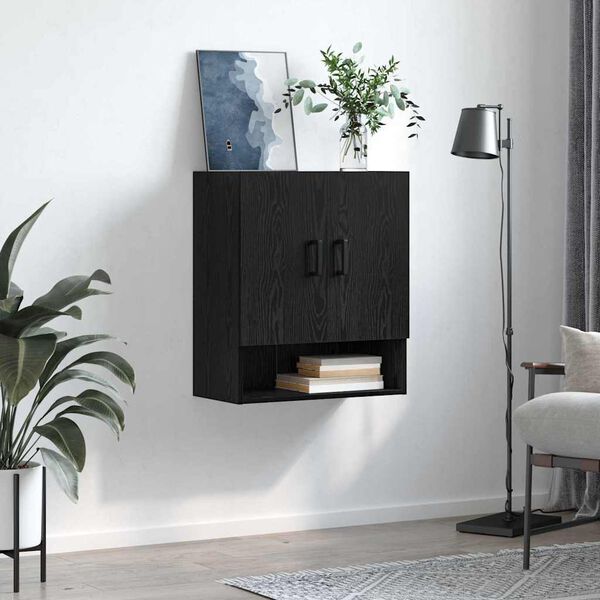 vidaXL Wall Cabinet Black oak 60 x 31 x 70 cm Engineered wood
