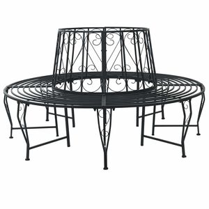 vidaXL Tree Bench &Oslash; 160 x 89 cm Steel Black Round