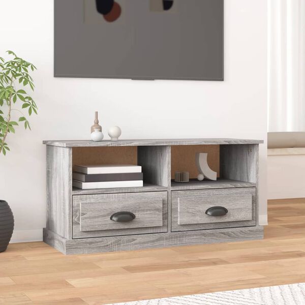 vidaXL TV Cabinet Grey Sonoma 93x35.5x45 cm Engineered Wood