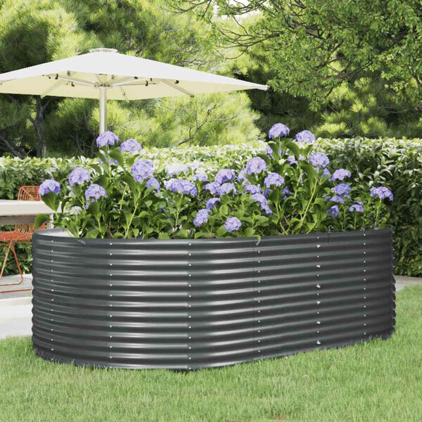 vidaXL Garden Raised Bed Anthracite 212x140x68 cm Galvanised Steel