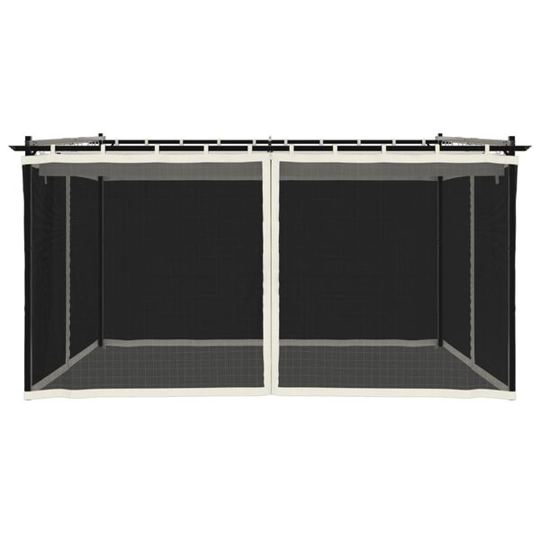 vidaXL Gazebo with Mesh Walls Cream 4x3 m Steel
