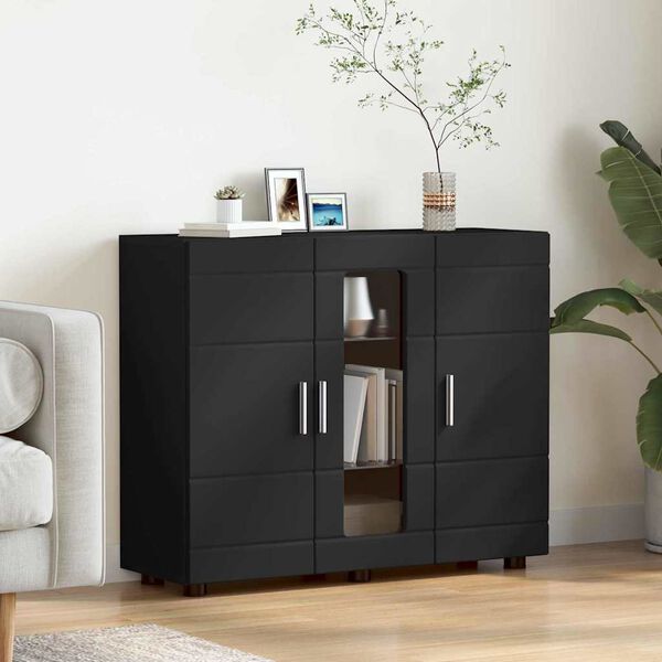 vidaXL Sideboard with Shelf Black 55.5 x 29 x 100 cm Engineered Wood