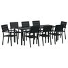 vidaXL Garden Dining Set 9 pcs Black Powder-Coated Steel