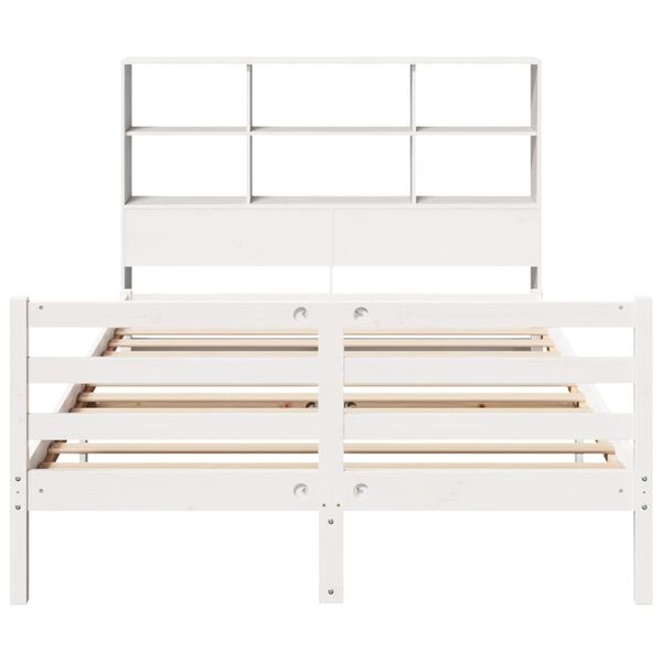 vidaXL Bookcase Bed without Mattress White 160x200 cm Solid Wood Pine