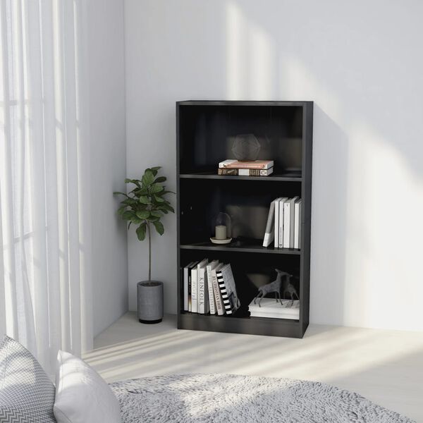 vidaXL 3-Tier Book Cabinet High Gloss Grey 60x24x109 cm Engineered Wood