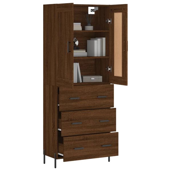 vidaXL Highboard Brown Oak 69.5x34x180 cm Engineered Wood