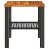 vidaXL Garden Table Black 40x40x42 cm Poly Rattan Acacia Wood