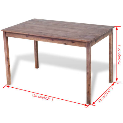 vidaXL Dining Table Solid Acacia Wood 120x70x75 cm