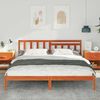 vidaXL Bed Frame with Headboard Wax Brown 200 x 200 cm Solid Pine Wood