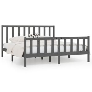 vidaXL Bed Frame without Mattress Grey 200x200 cm Solid Wood
