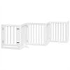 vidaXL Dog Gate with Door Foldable 9 Panels White 450 cm Poplar Wood