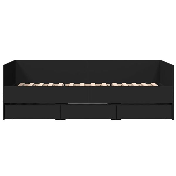 vidaXL Daybed with Drawers without Mattress Black 100x200 cm