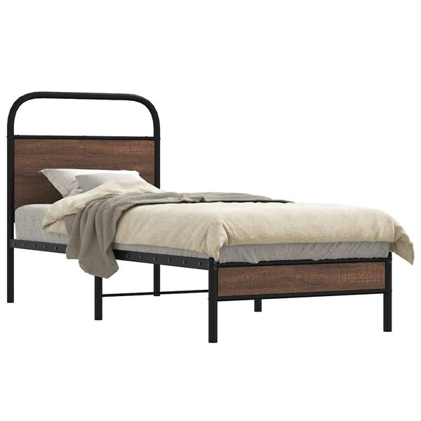 vidaXL Bed Frame without Mattress 75x190 cm Brown Oak Engineered Wood