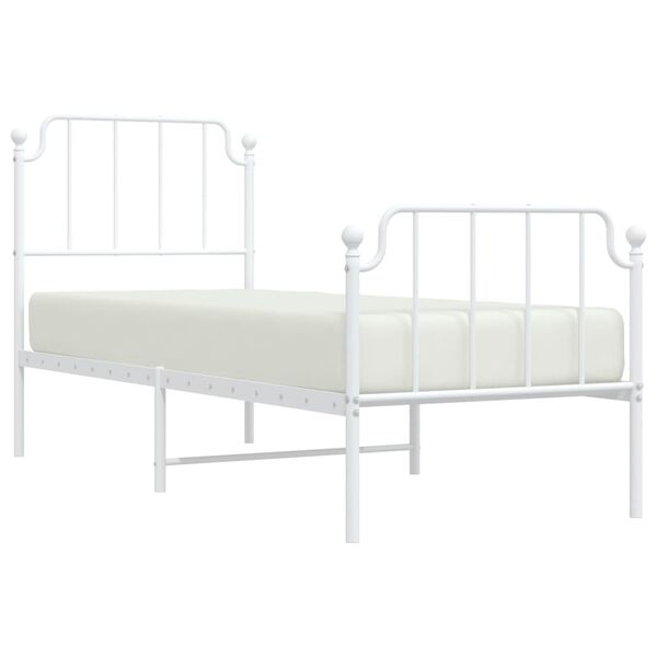 vidaXL Metal Bed Frame without Mattress with Footboard&nbsp;White 80x200cm