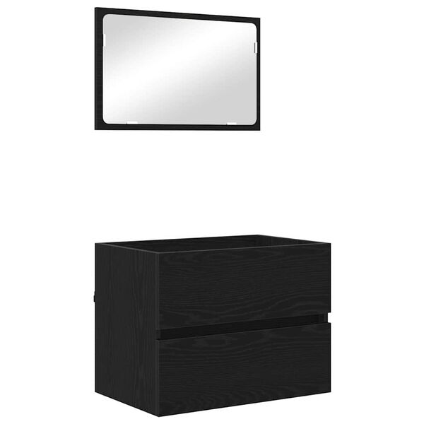vidaXL Bathroom Furniture Set with Drawer Wall-mounted 2 pcs Black Oak