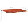 vidaXL Freestanding Manual Retractable Awning 600x350 cm Orange/Brown