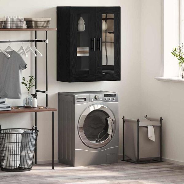 vidaXL Wall Mounted Cabinet Wall-mounted Black oak 69.5 x 34 x 90 cm