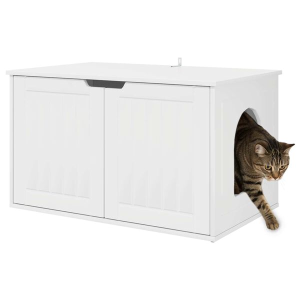 vidaXL Cat House Gloss White 85 x 55 x 53.5 cm Engineered Wood