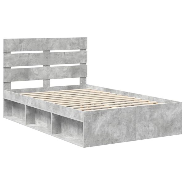 vidaXL Bed Frame Concerte Grey 135 x 190 cm Solid Pine Wood