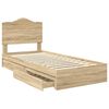 vidaXL Storage Bed with Drawer Sonoma Oak 90 x 200 cm Engineered Wood