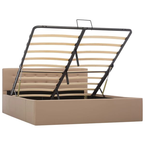 vidaXL Hydraulic Storage Bed Frame without Mattress Cappuccino 140x200cm