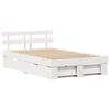 vidaXL Bed Frame with Headboard White 135 x 190 cm Solid Pine Wood