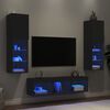 vidaXL 5 Piece TV Wall Units with LED Black Engineered Wood