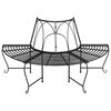 vidaXL Half Round Tree Bench 2 pcs Ø159 cm Black Steel