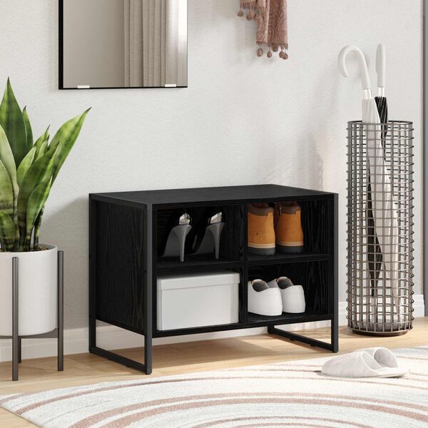 vidaXL Shoe Cabinet Black Oak 60 x 35 x 44 cm Engineered Wood