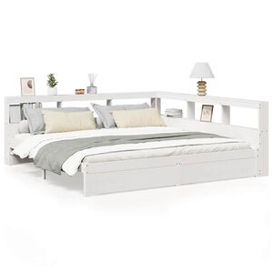 vidaXL Bookcase Bed without Mattress White 200x200 cm Solid Wood Pine
