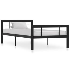 vidaXL Bed Frame without Mattress Black and White Metal 100x200 cm