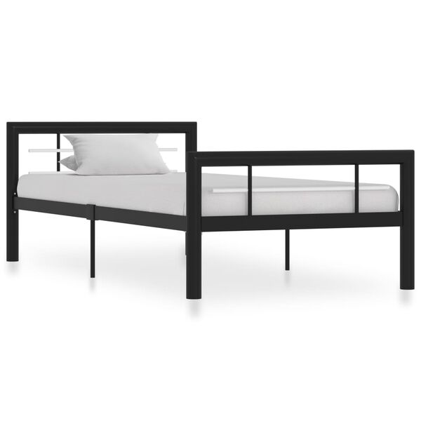 vidaXL Bed Frame without Mattress Black and White Metal 100x200 cm