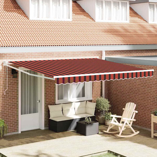 vidaXL Retractable Awning Manual Yellow and Orange 400 x 300 cm