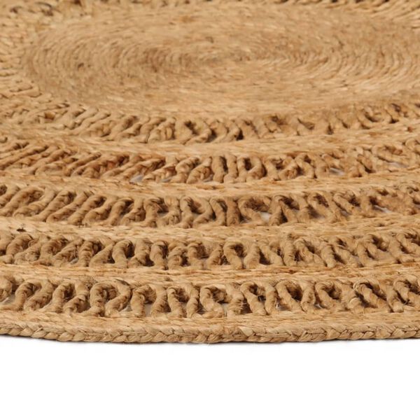 vidaXL Area Rug Hand-braided Jute 120 cm Round